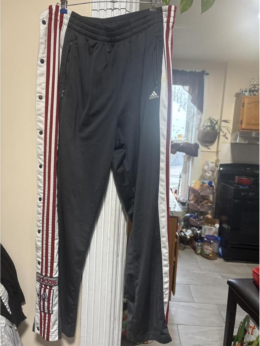 Adidas Men's Black and Grey Joggers-tracksuit